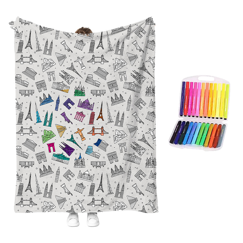 LAST DAY SALE 50% OFF+Free Marker Pen Set!!🎨✨Creative Cozy Coloring Blanket Kit | Creative Arts & Crafts, Ultimate DIY Gift