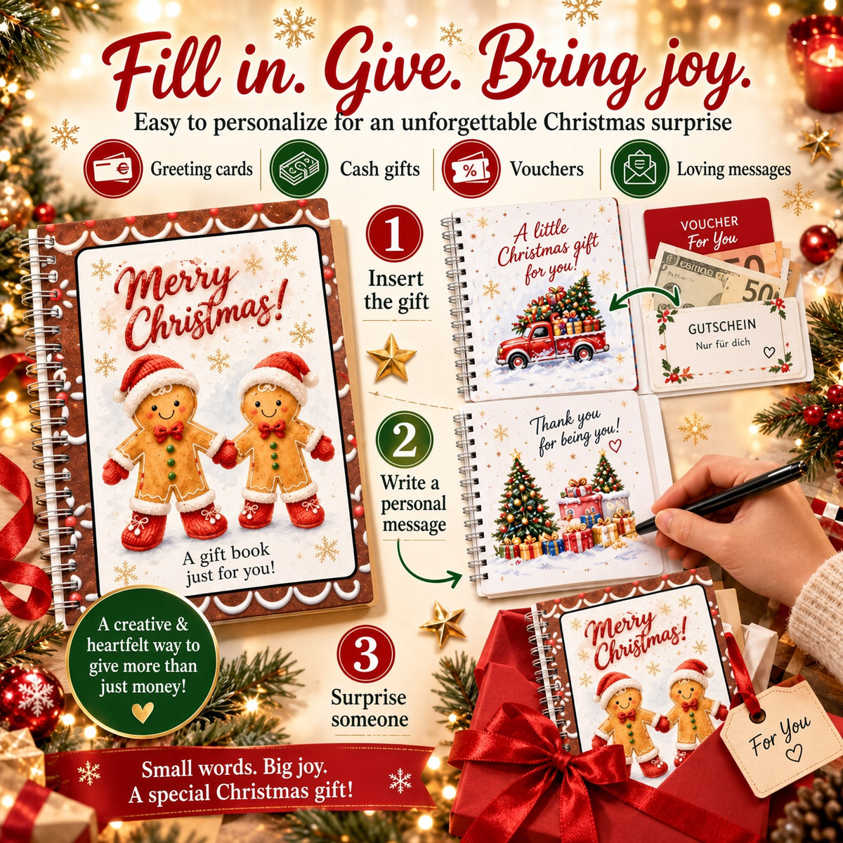🎁🎁 40% OFF – Perfect for Christmas! 🎅 Christmas Gift Card Album – DIY Spiral Album for Personalized Gifts 👍– Polarvix®