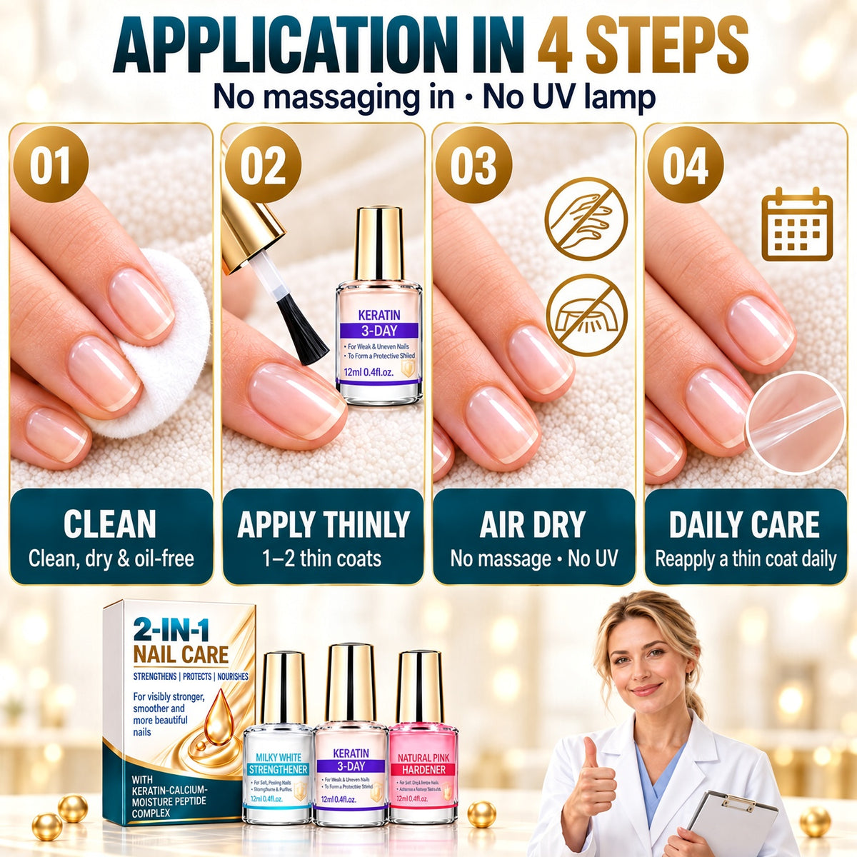 💜💅Lilac Glossy Mirror Nail Strengthener | Lightweight Serum Locks Nail Moisture, Reinforce Nail Plate & Lower Damage Chance---Polarvix®