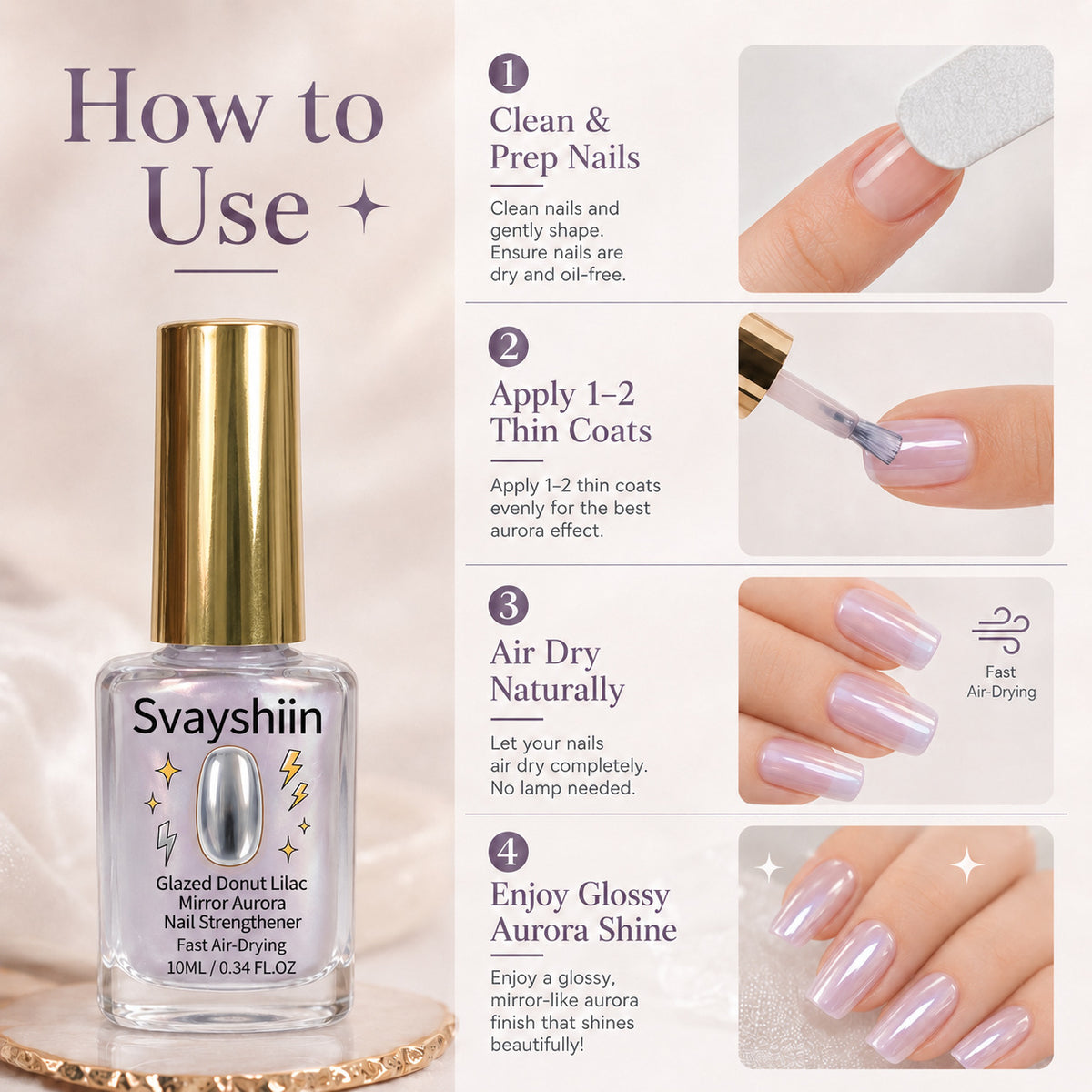 upsell ⏰ 45% OFF !! 💅 Lilac Glossy Nail Strengthener – Strengthen Weak Nails & Restore Natural Shine Polarvix®