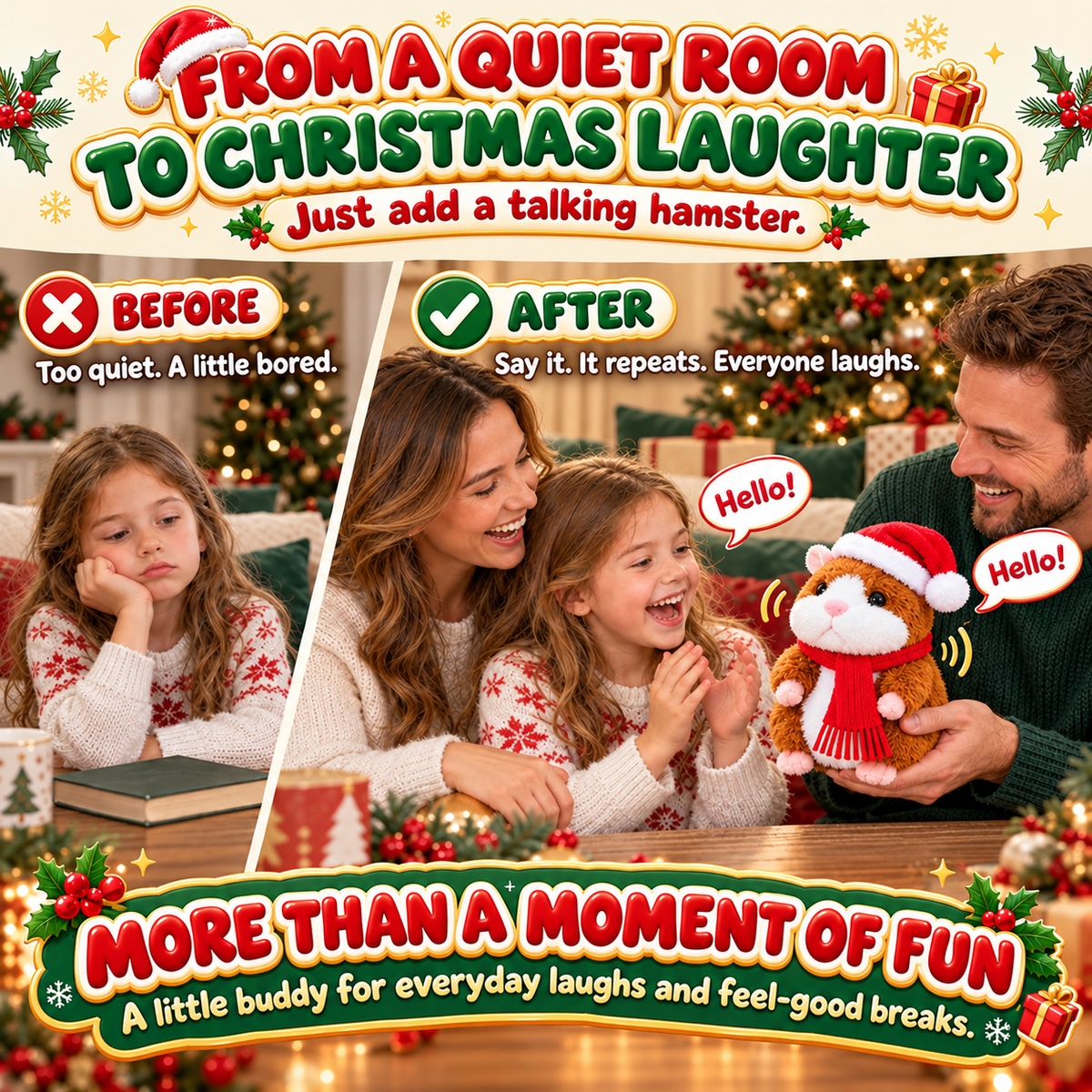 🎁🎄 Talking Hamster Plush – Interactive Learning Toy & Fun Christmas Gift for Kids