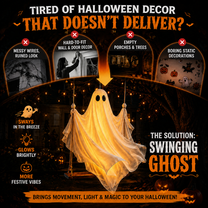 👻 Light-Up Swinging Ghost Halloween Decoration---Polarvix®