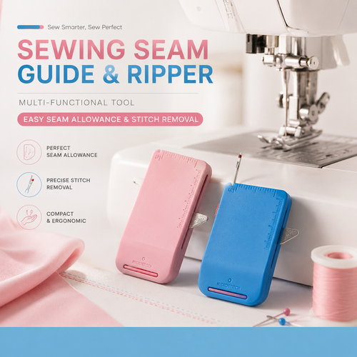 Polarvix® 🧵 Sewing Seam Guide & Ripper – Multi-functional Tool, Easy Seam Allowance & Stitch Removal ✂️🪡