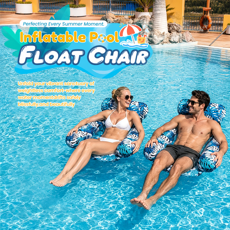 Polarvix® 💎 -50% ON INFLATABLE POOL FLOATING CHAIR! 💎 Tropical Leaf Design, Ultra-Lightweight & Puncture-Resistant PVC ✨