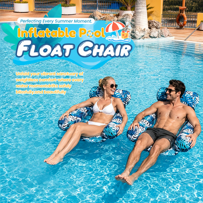 Polarvix® 💎 -50% ON INFLATABLE POOL FLOATING CHAIR! 💎 Tropical Leaf Design, Ultra-Lightweight & Puncture-Resistant PVC ✨