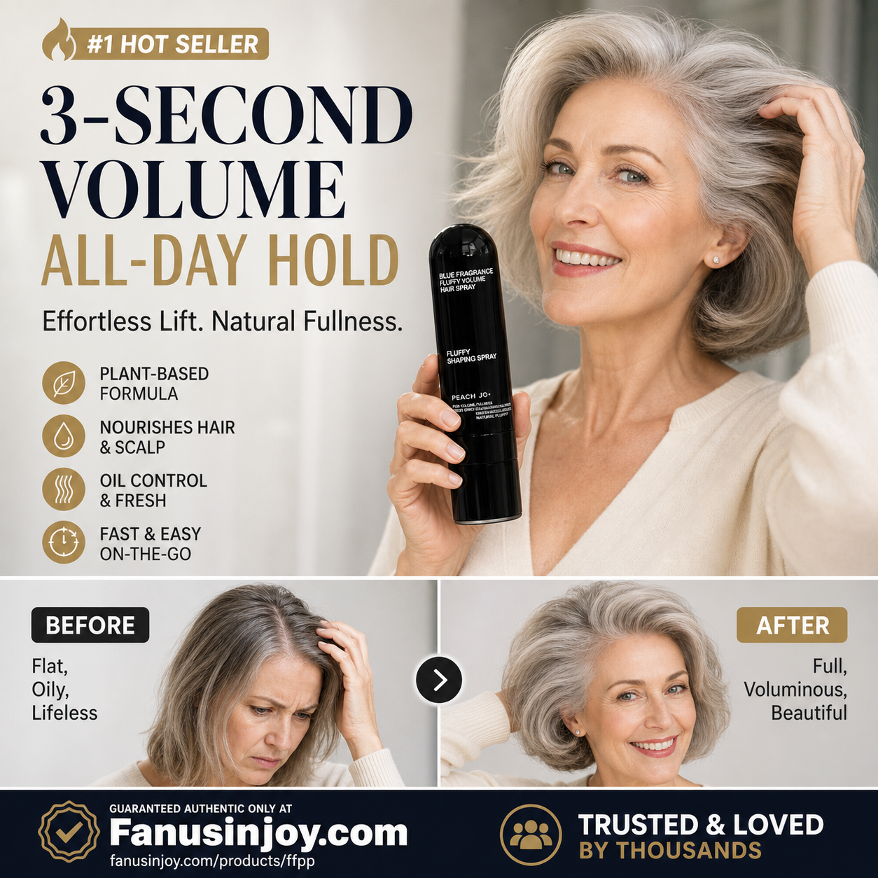 🎉Buy 3 get 2 free💇🏻‍♀️Shape in 3 Seconds! Easily Create Fluffy & Elegant Hairstyles! 👩 Peach-scented volumizing & setting spray