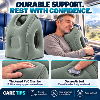 😴 LIMITED-TIME 40% OFF! ✈️ Inflatable Ergonomic Hollow-Cutout Travel Pillow – PVC Flocking, Quick Inflate, With Storage Bag ✨