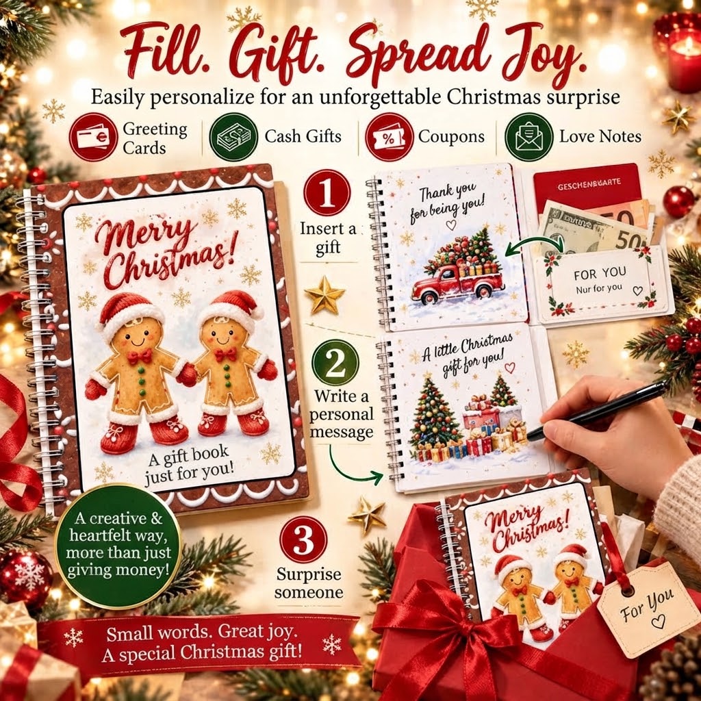 🎁 40% OFF – Perfect for Christmas! 🎅 🎄 Christmas Gift Card Album – DIY Spiral Album for Personalized Gifts 👍– Polarvix®