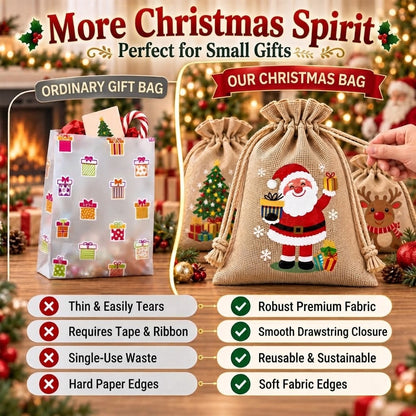 🎄⛄ Christmas Jute Gift Bags with Drawstrings — Neatly Pack Loose Candies and Gifts in Seconds 🎁🎄– Polarvix®