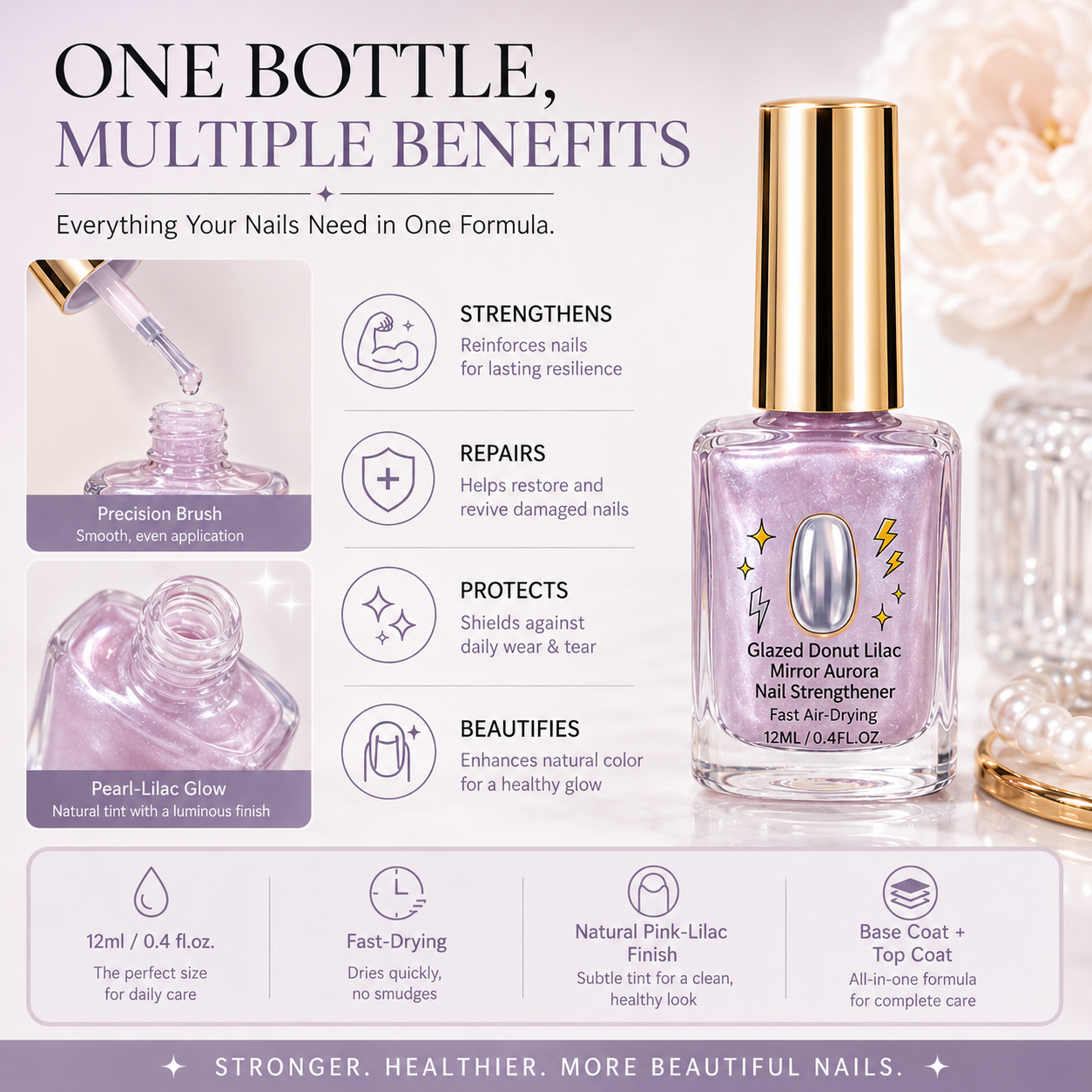 upsell ⏰ 45% OFF !! 💅 Lilac Glossy Nail Strengthener – Strengthen Weak Nails & Restore Natural Shine Polarvix®