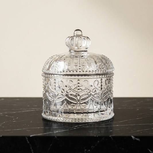 Verotixacosh 6oz Glass Salt Cellar with Lid - Versatile Small Sugar Bowl, Ice Cream Bowl, and Dessert Cup - Elegant Candy Jar for Kitchen Counter and Dining Table Decor