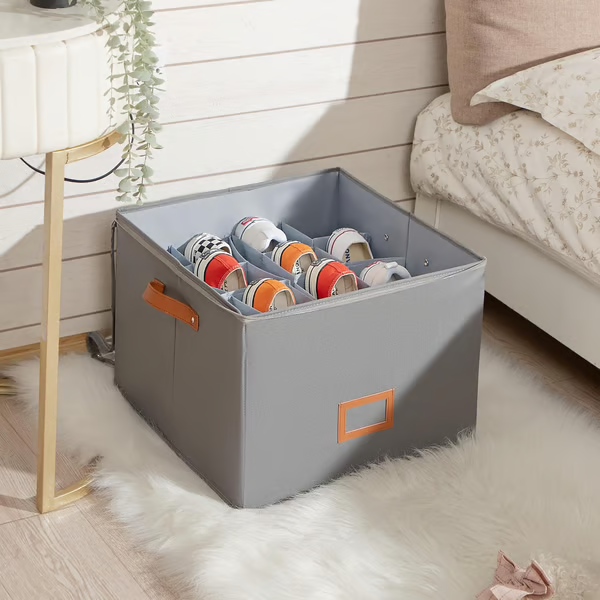 👟 Fabric Shoe Organizer Storage Box – Foldable, Large Capacity, Dustproof & Breathable for Closet & Bedroom Polarvix®🧺✨