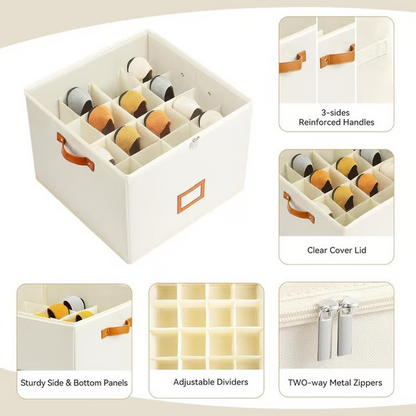 👟 Fabric Shoe Organizer Storage Box – Foldable, Large Capacity, Dustproof & Breathable for Closet & Bedroom Polarvix®🧺✨