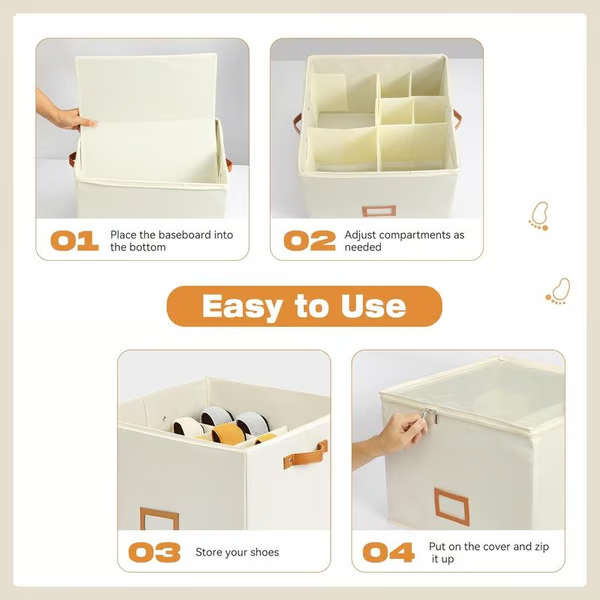 👟 Fabric Shoe Organizer Storage Box – Foldable, Large Capacity, Dustproof & Breathable for Closet & Bedroom Polarvix®🧺✨
