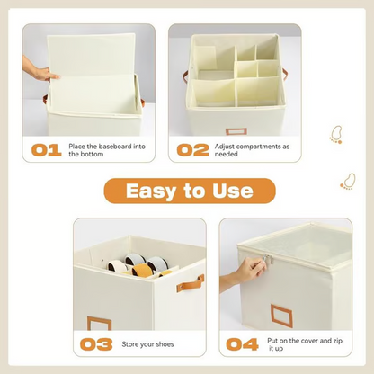 👟 Fabric Shoe Organizer Storage Box – Foldable, Large Capacity, Dustproof & Breathable for Closet & Bedroom Polarvix®🧺✨