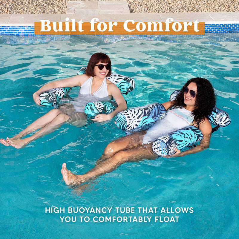 Polarvix® 💎 -50% ON INFLATABLE POOL FLOATING CHAIR! 💎 Tropical Leaf Design, Ultra-Lightweight & Puncture-Resistant PVC ✨