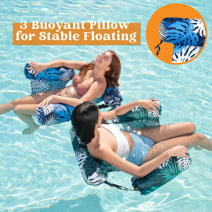 Polarvix® 💎 -50% ON INFLATABLE POOL FLOATING CHAIR! 💎 Tropical Leaf Design, Ultra-Lightweight & Puncture-Resistant PVC ✨