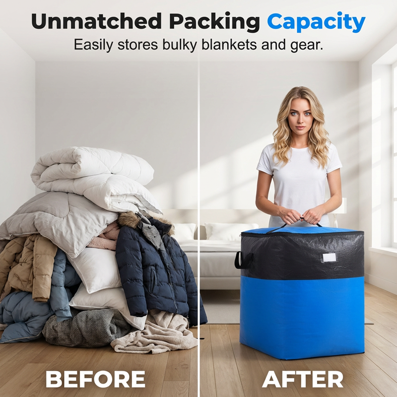Polarvix® 📦 40% OFF NOW! 🧳 Collapsible Storage and Moving Bag – Heavy-duty handles & zippered closure – Folds flat, perfect for moving, travel or closet organization – reusable & easy to clean 🏠