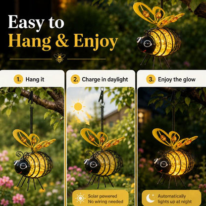 Polarvix® 🐝Hanging Solar Bee Light – Warm Amber Glow, Flicker-Free, Perfect for Garden Parties – Spread Joy Day and Night 🌞🌜