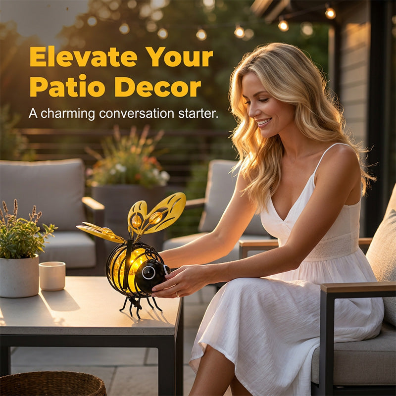 Polarvix® 🐝Hanging Solar Bee Light – Warm Amber Glow, Flicker-Free, Perfect for Garden Parties – Spread Joy Day and Night 🌞🌜