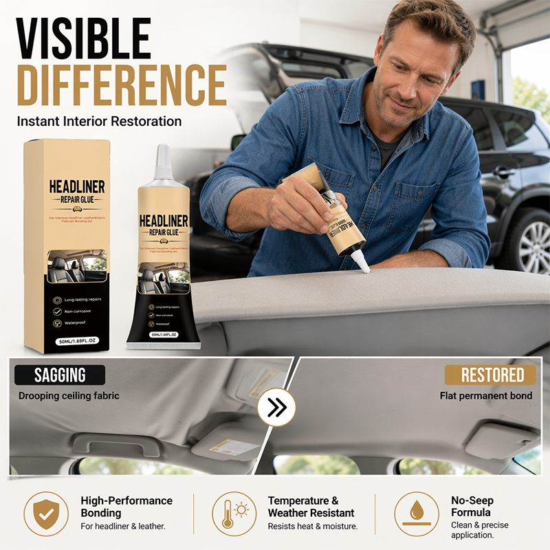 🚗 Waterproof Car Headliner Repair Glue, High Strength Adhesive for Sagging Car Ceiling & Interior---Polarvix®