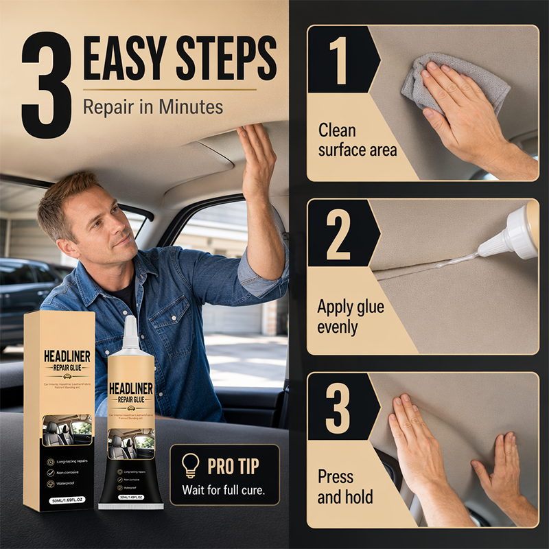 🚗 Waterproof Car Headliner Repair Glue, High Strength Adhesive for Sagging Car Ceiling & Interior---Polarvix®