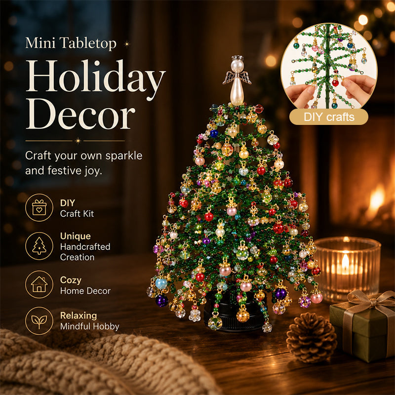 🔥2026 Hot Sale🔥 Elegant Beaded Mini Christmas Tree – Collector's Holiday Decor Set, Tabletop 🎄