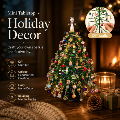 🔥2026 Hot Sale🔥 Elegant Beaded Mini Christmas Tree – Collector's Holiday Decor Set, Tabletop 🎄