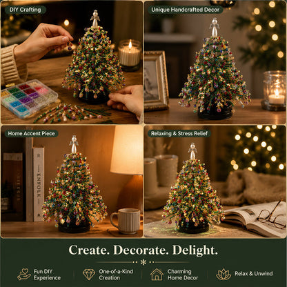 🔥2026 Hot Sale🔥 Elegant Beaded Mini Christmas Tree – Collector's Holiday Decor Set, Tabletop 🎄