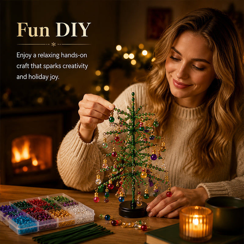 🔥2026 Hot Sale🔥 Elegant Beaded Mini Christmas Tree – Collector's Holiday Decor Set, Tabletop 🎄