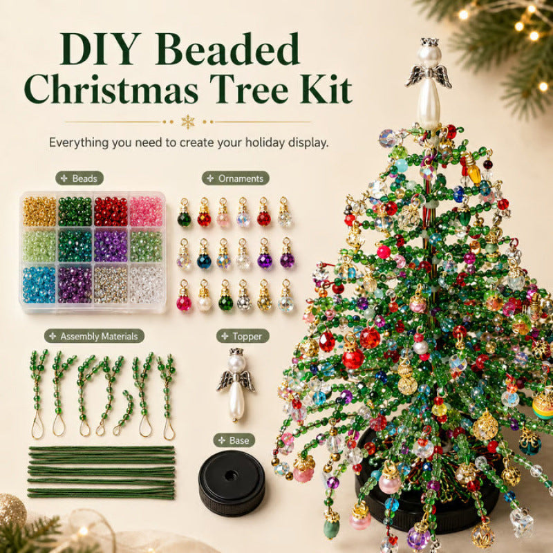🔥2026 Hot Sale🔥 Elegant Beaded Mini Christmas Tree – Collector's Holiday Decor Set, Tabletop 🎄