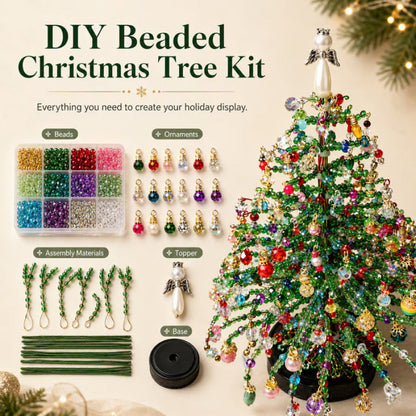 🔥2026 Hot Sale🔥 Elegant Beaded Mini Christmas Tree – Collector's Holiday Decor Set, Tabletop 🎄