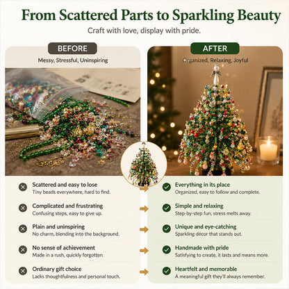 🔥2026 Hot Sale🔥 Elegant Beaded Mini Christmas Tree – Collector's Holiday Decor Set, Tabletop 🎄