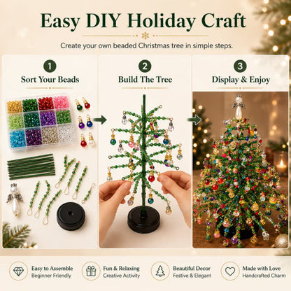 🔥2026 Hot Sale🔥 Elegant Beaded Mini Christmas Tree – Collector's Holiday Decor Set, Tabletop 🎄