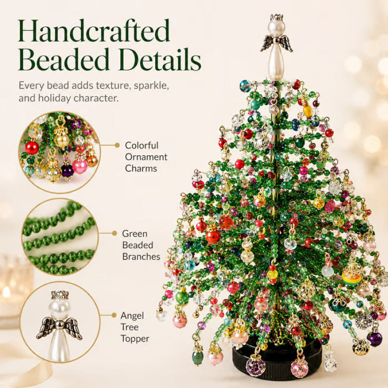 🔥2026 Hot Sale🔥 Elegant Beaded Mini Christmas Tree – Collector's Holiday Decor Set, Tabletop 🎄