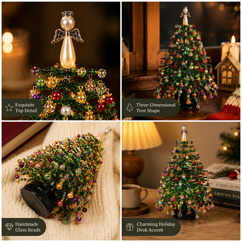 🔥2026 Hot Sale🔥 Elegant Beaded Mini Christmas Tree – Collector's Holiday Decor Set, Tabletop 🎄
