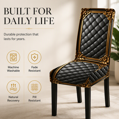 🔥 Buy 1 Get 1 Free! 🪑Baroque Luxury Stretch Dining Chair Slipcover | Gold Pattern Washable Furniture Protector, Refresh & Protect Your Dining Chairs