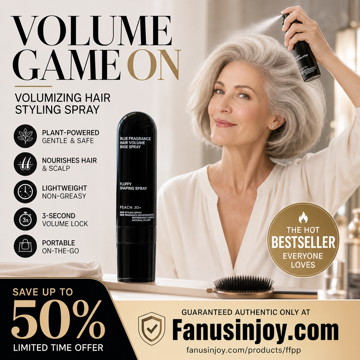 🎉Buy 3 get 2 free💇🏻‍♀️Shape in 3 Seconds! Easily Create Fluffy & Elegant Hairstyles! 👩 Peach-scented volumizing & setting spray